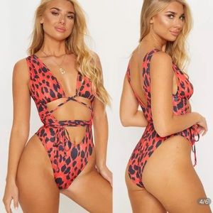 Spotted wrap swimsuit